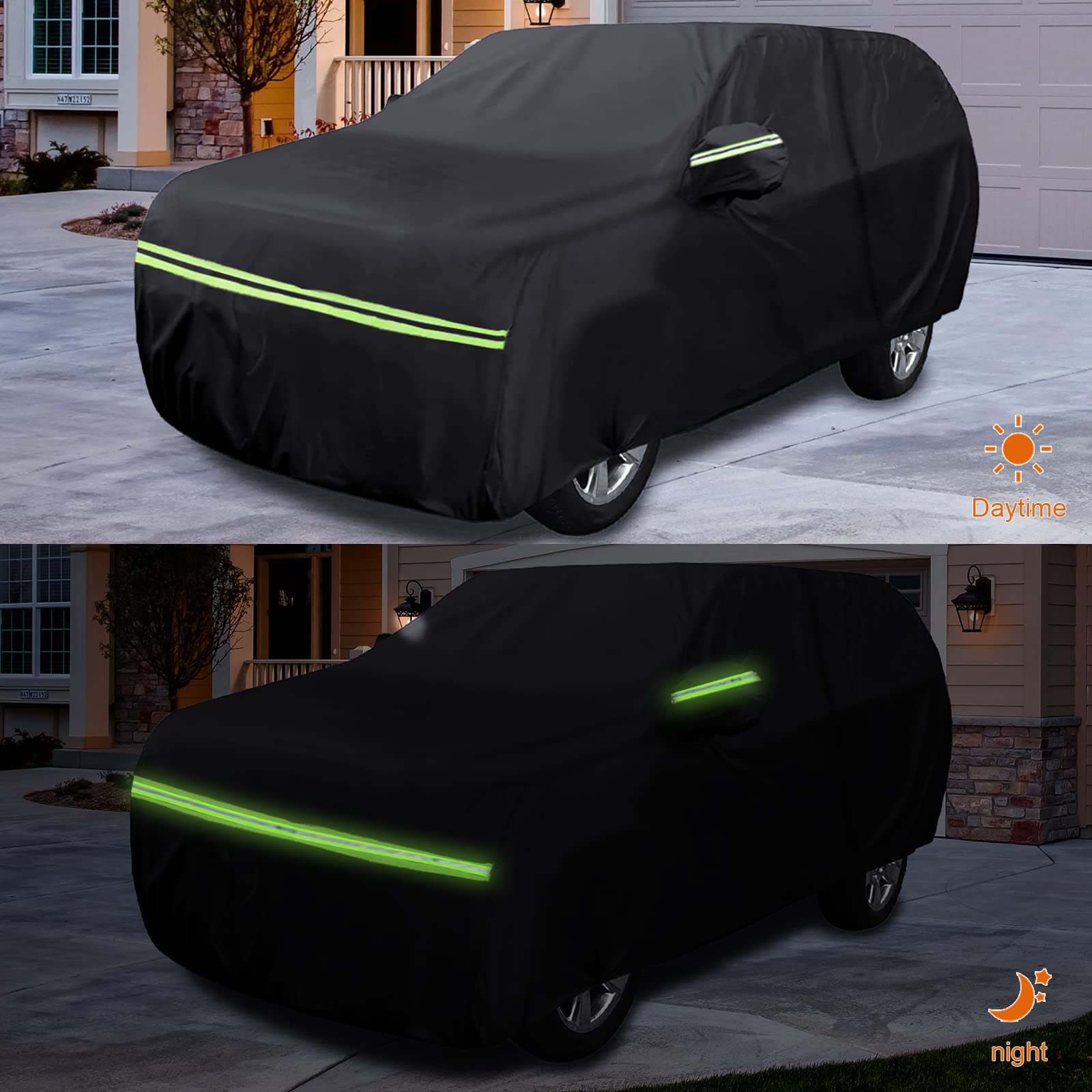 Waterproof Car Cover Replace for 1993-2010 Jeep Grand Cherokee, 6 Layers All Weather Car Cover with Zipper Door & Windproof Bands for Snow Rain Dust Protection