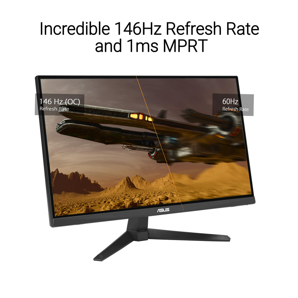 ASUS TUF Gaming 24” (23.8” viewable) 1080P Monitor (VG249QE5A) - FHD, 144Hz Overclock to 146Hz, IPS, Extreme Low Motion Blur Sync, 1ms, Speakers, Variable Overdrive, DisplayWidget Center, 3yr Warranty