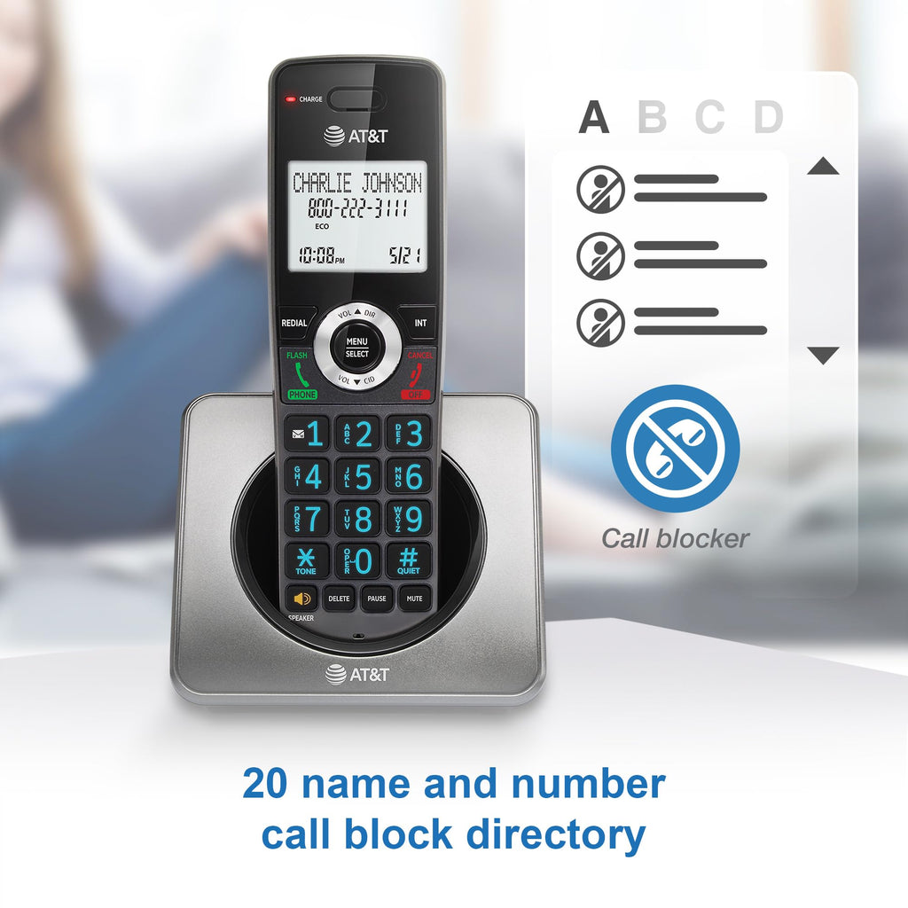 AT&T Landline Home Phone with Call Blocker, Caller ID/Call Waiting, Full-Duplex Handset Speakerphone, Backlit Keypad & Display, Rechargeable Battery, ECO Mode, DECT 6.0: GL2101-11