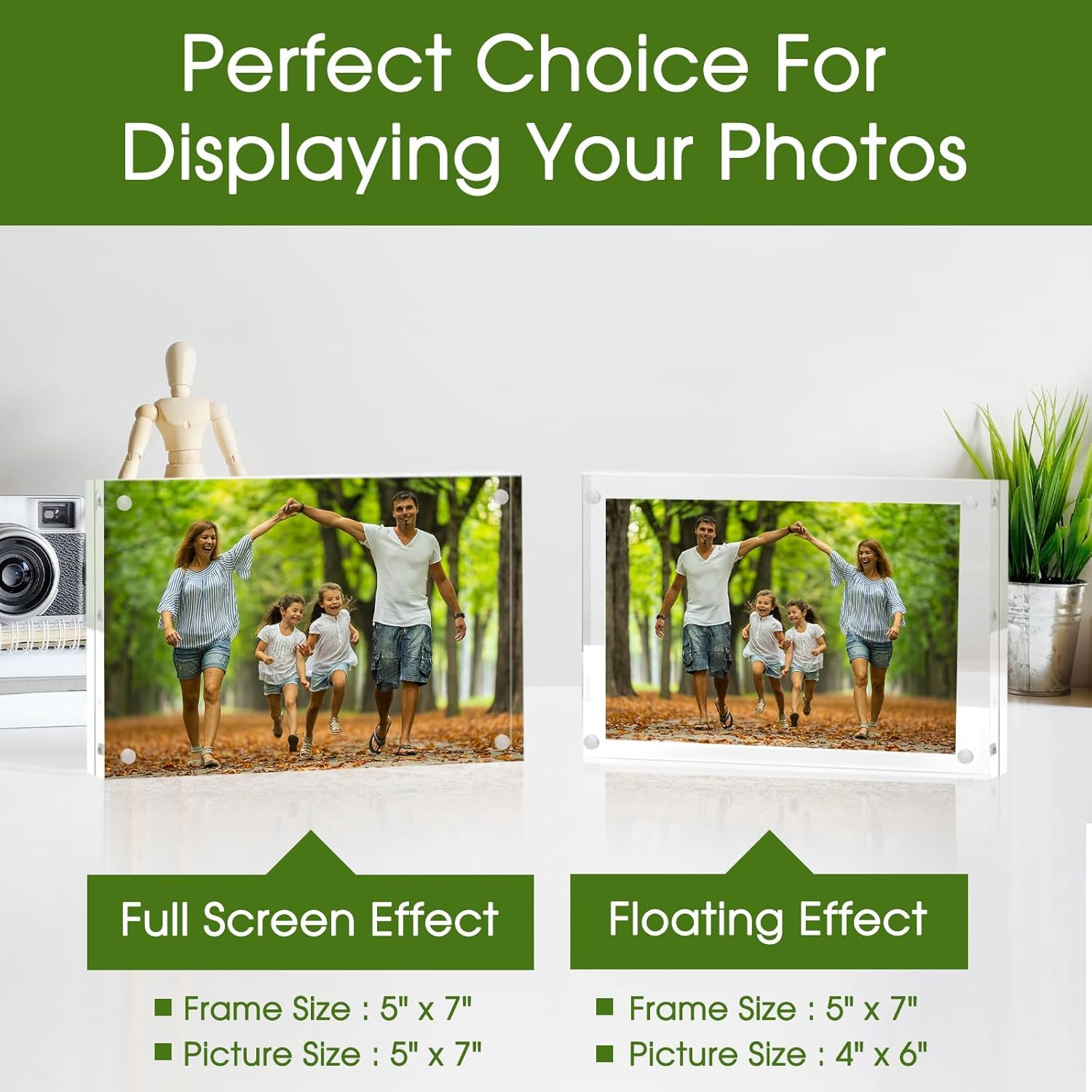 SYNTRIFIC 10 PACK Magnetic Picture Frame,8X10 Acrylic Frame Double Sided Picture Frame,20mm Thickness Magnetic Premium Acrylic Picture Frames Gifts Ideal