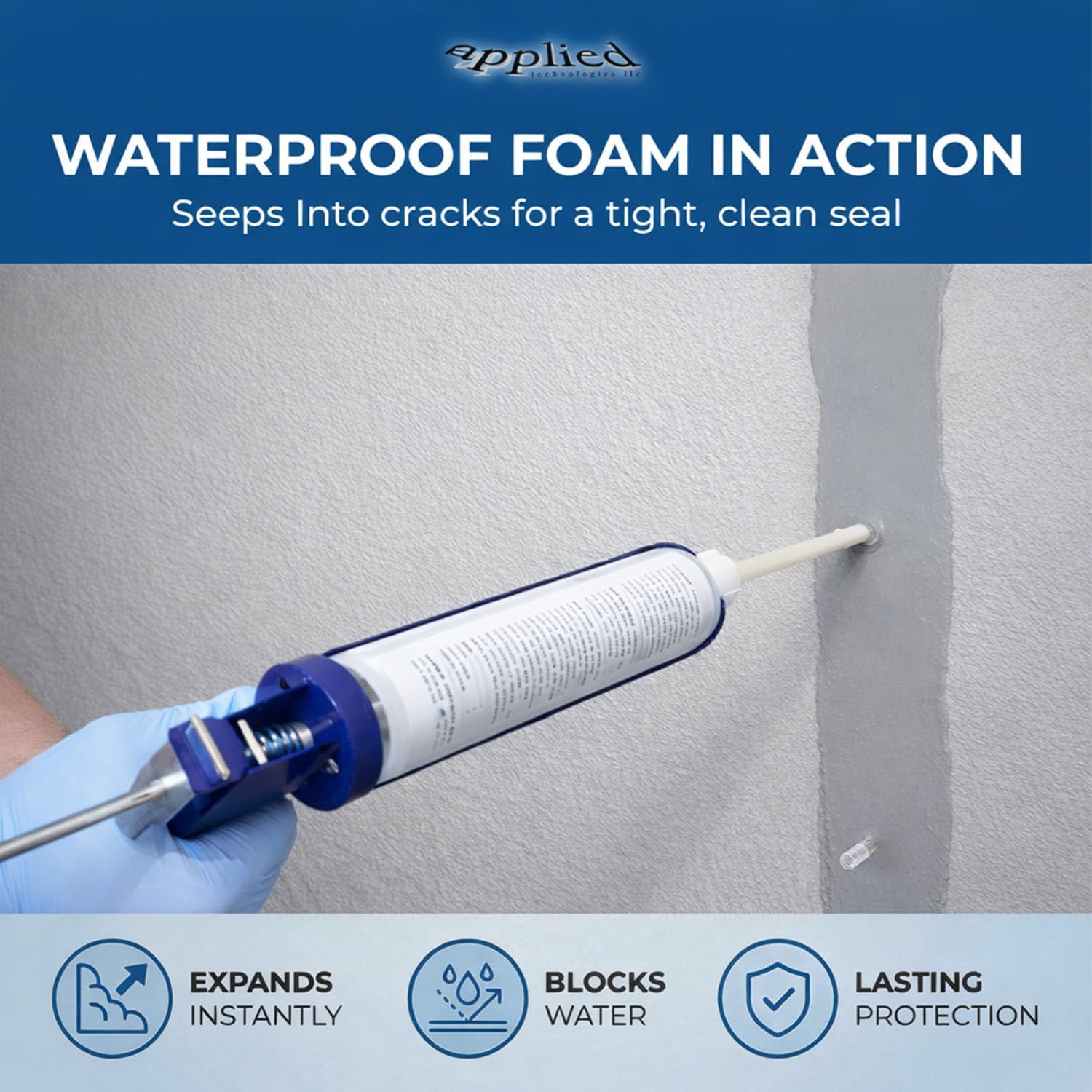 10′ Fast Set Concrete Foundation Crack Repair Kit-Hydra Stop 300 Injection System, Polyurethane Concrete Crack Repair, Basement Wall Leak Sealant & Foundation Concrete Filler, Tough Waterproof Seal