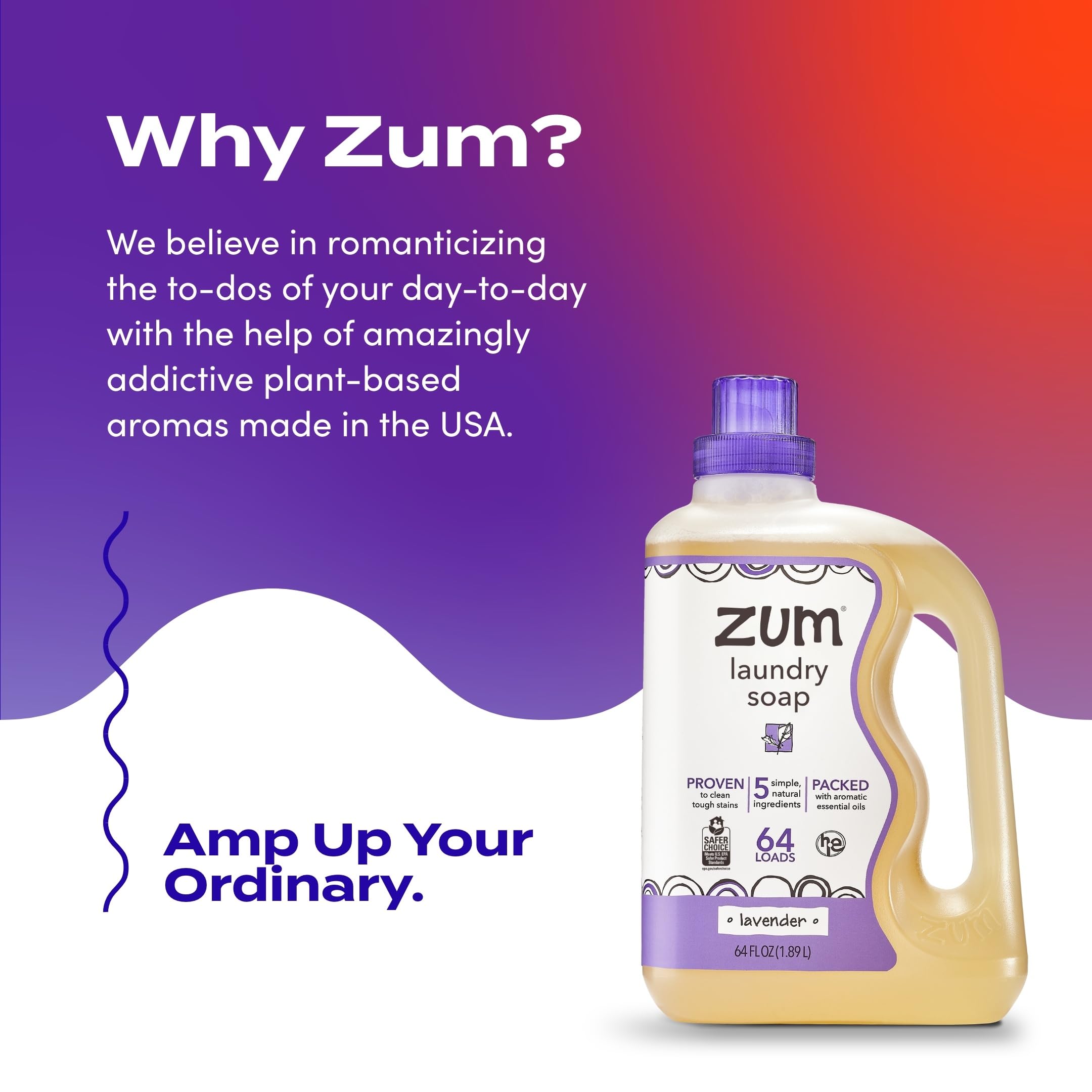 Indigo Wild Zum Clean Laundry Soap - Plant-Based Liquid Laundry Soap - Contains Baking Soda, Essential Oils & Saponified Coconut Oil - Sea Salt Scent - 64 fl oz