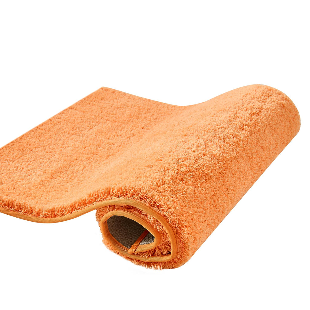 CozeCube Circle Fleece Bath mats for Bathroom, Fluffy Absorbent, Melange Quick Dry Microfiber Bath Rugs, Non Slip Washable Shower Mat Gifts, Brown, 24" X 16"