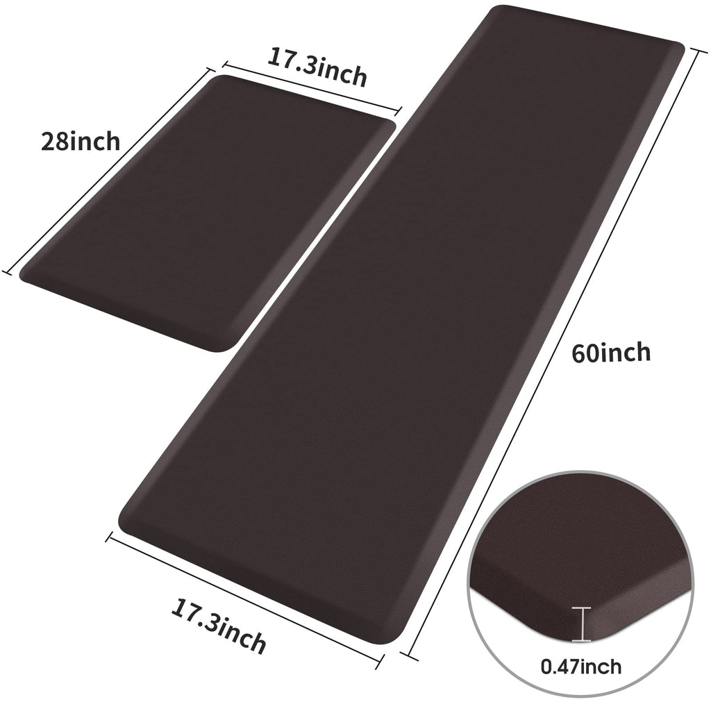 HappyTrends 2 PCS Kitchen Mat Cushioned Anti-Fatigue Floor Mat, Heavy Duty Ergonomic Comfort Foam Standing Mat, Waterproof Non-Slip Kitchen Rugs for Home, Office, Laundry,Black