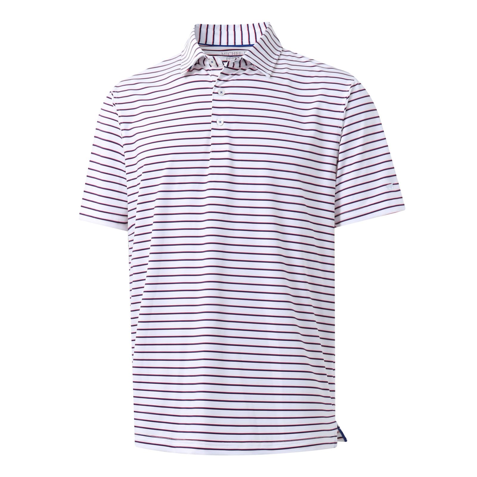 Rouen Mens Polo Shirts Short Sleeve Dry Fit Performance Moisture Wicking Causal Striped Polo Collared Golf Shirts for Men