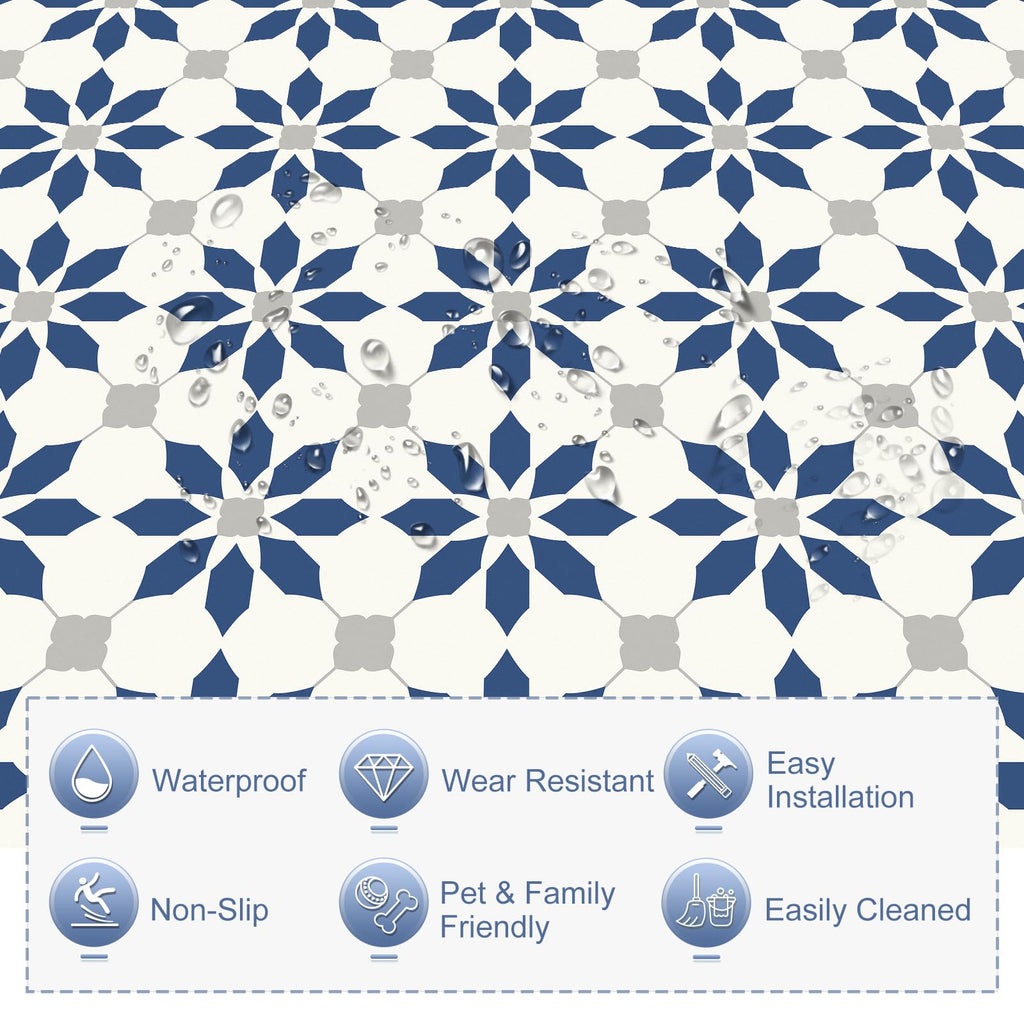 MORCART Peel and Stick Floor Tile, Self-Adhesive DIY Vinyl Flooring, Removable and Waterproof Tile Sticker for Bathroom, Kitchen, Wall, Bedroom, Stairs (20PCS,7.87" x 7.87",Aqua Blue)