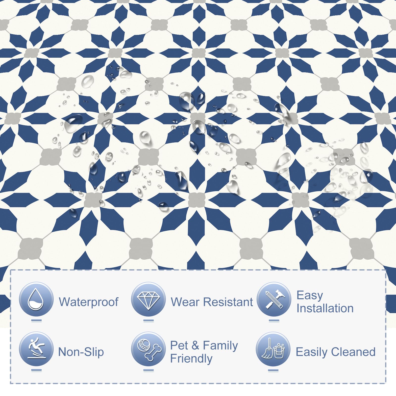 MORCART Peel and Stick Floor Tile, Self-Adhesive DIY Vinyl Flooring, Removable and Waterproof Tile Sticker for Bathroom, Kitchen, Wall, Bedroom, Stairs (20PCS,7.87" x 7.87",Aqua Blue)