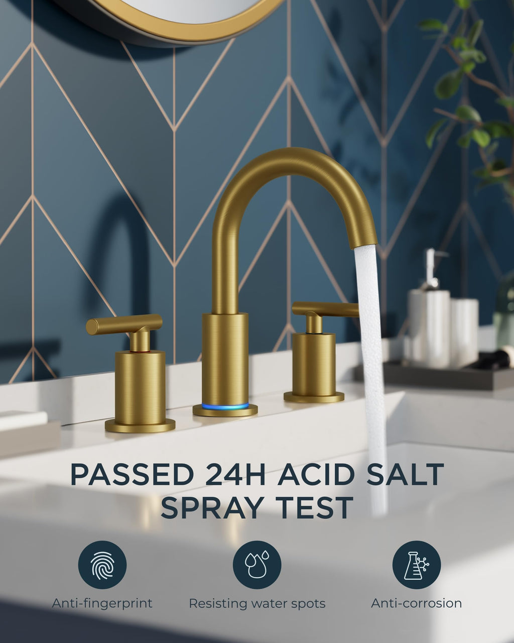 FORIOUS 4" Brushed Gold Bathroom Faucet Centerset 4 Inch, 2 Handle 2 Hole Gold Faucets for Bathroom Vanity wtih Metal Pop Up Dain, CUPC Supply Hose, High Arc Swivel Spout