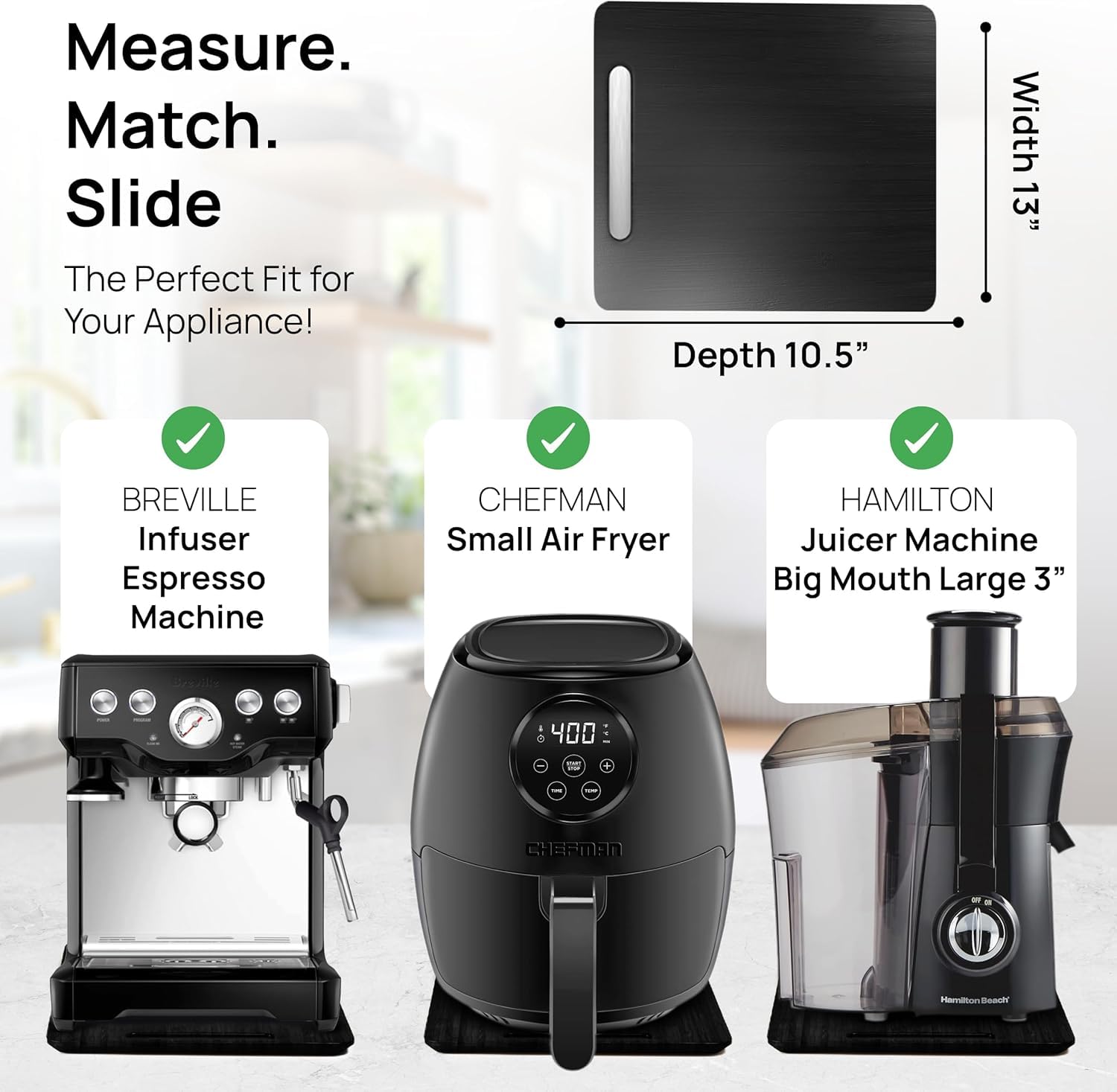 Ibyx Premium Bamboo Mixer Slider for KitchenAid 4.5-5 Qt Tilt-Head Stand Mixer - Food-Grade Appliance Slider Mat for Kitchen Countertop Storage Accessories (Black)