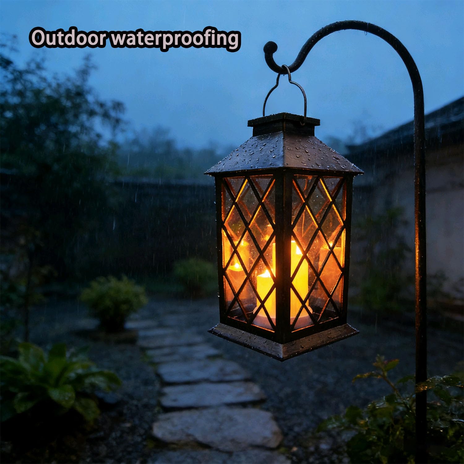 Solar Lantern Outdoor, Outdoor Hanging Candle Lanterns LED Lights - PVC Waterproof Solar Lights Decorative Lantern Lights for Table,Outdoor,Party…