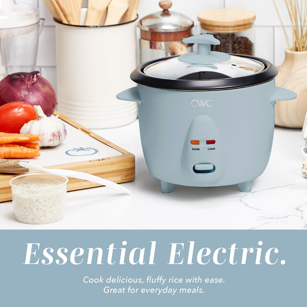 COOK WITH COLOR 6 Cup Rice Cooker 300W - Effortless Cooking and Perfectly, Cooks 3 Cups of Raw Rice for 6 Cups of Cooked Rice, Floral Blue
