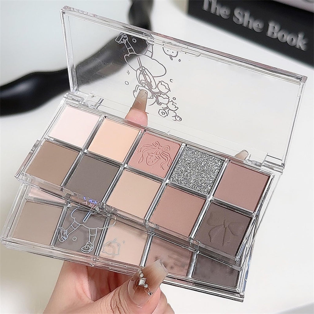 Erinde 10 Colors Eyeshadow Palette Makeup - Matte Shimmer Glitter Eye Shadow Korean Makeup, Ultra-Blendable, High Pigmented, Natural-Looking, Peach Brown Eyeshadow Pallet with Brush, Peach Color
