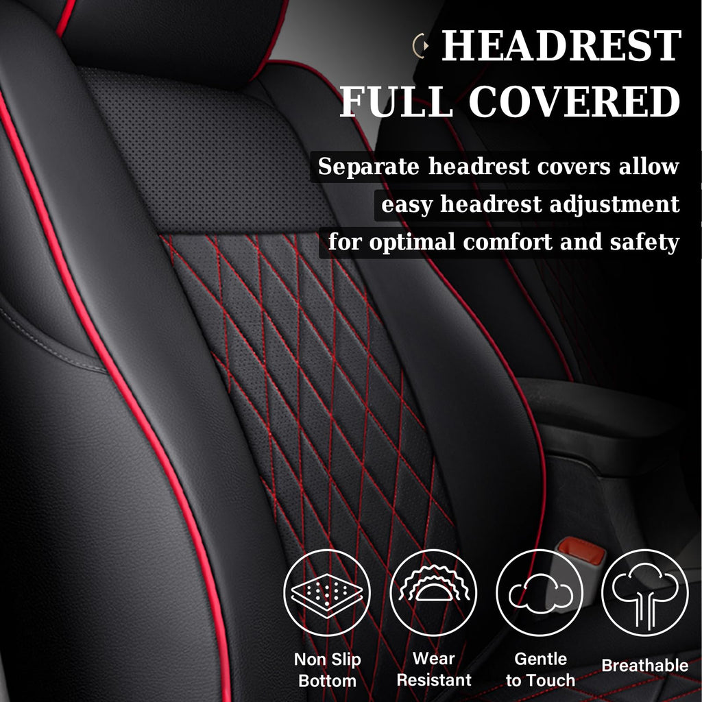 Coverado Tacoma Seat Covers, Car Seat Covers Front Seats, Leather Seat Covers for Cars Car Seat Protector Cushion Tacoma Accessories Custom Fit 2005-2023 Toyota Tacoma Double/Crew Cab(Black)