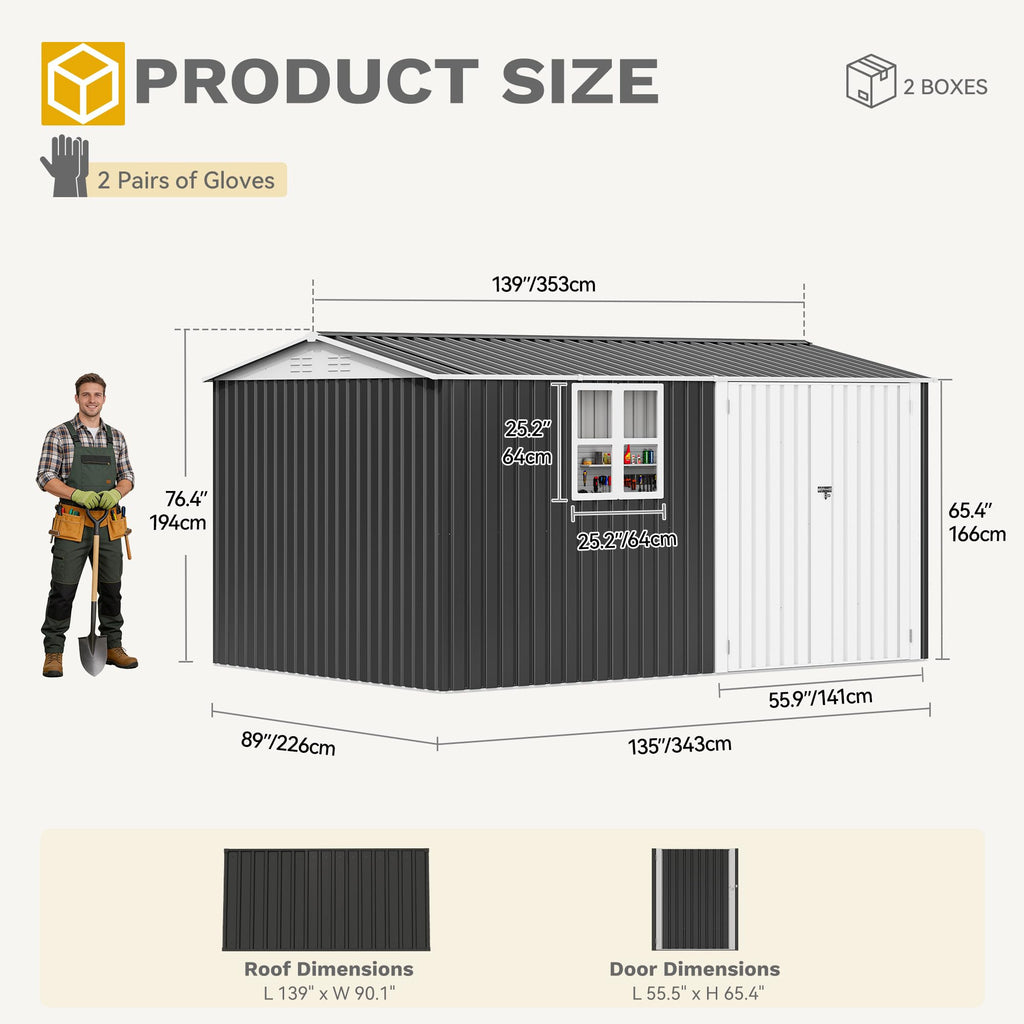 DWVO 6x4ft Outdoor Storage Shed, Lockable Metal Tool Storage Sheds, Waterproof Garden Sheds with Vents for Backyard, Patio, Garage, Lawn, Dark Gray