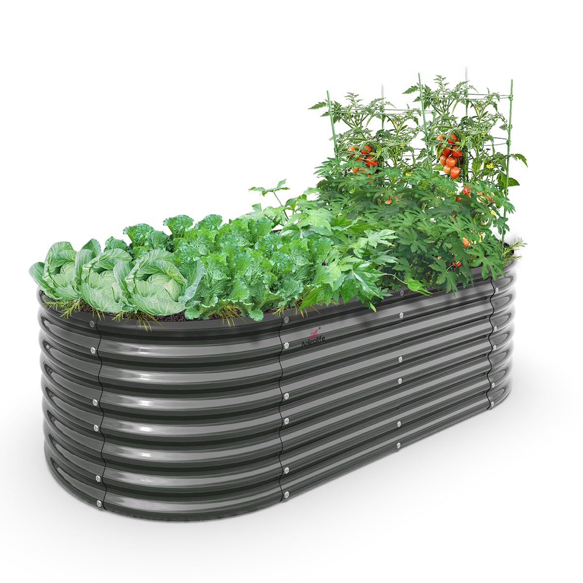 A ANLEOLIFE 2-Pack 3ft x 24” Tall Galvanized Raised Garden Beds Outdoor, Round Metal Planter Box for Planting Vegetables Flowers Herb, Anti-Rust & Easy-Setup, Quartz Grey