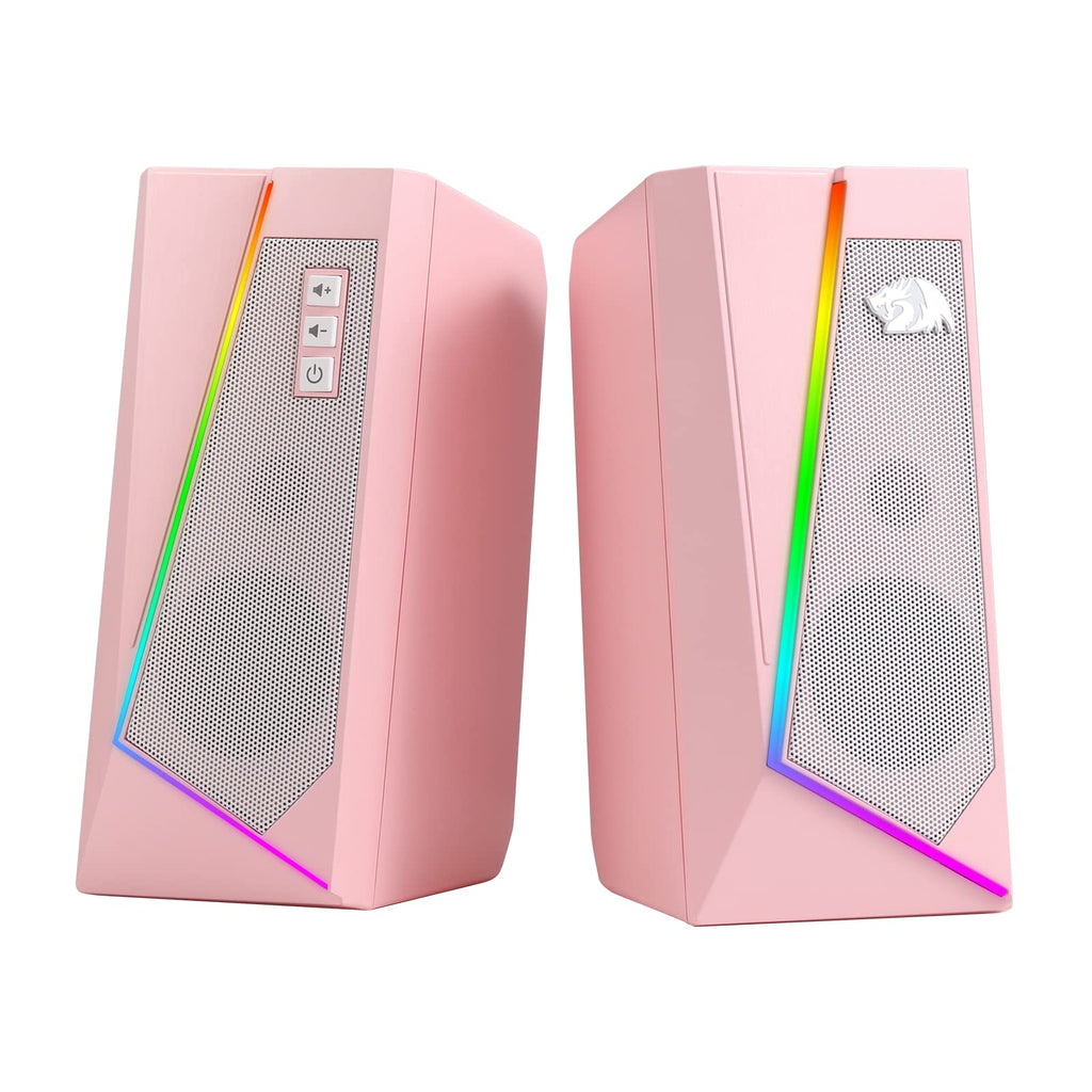 Redragon GS520 RGB Desktop Speakers, 2.0 Channel PC Computer Stereo Speaker with 6 Colorful LED Modes, Enhanced Sound and Easy-Access Volume Control, USB Powered w/ 3.5mm Cable