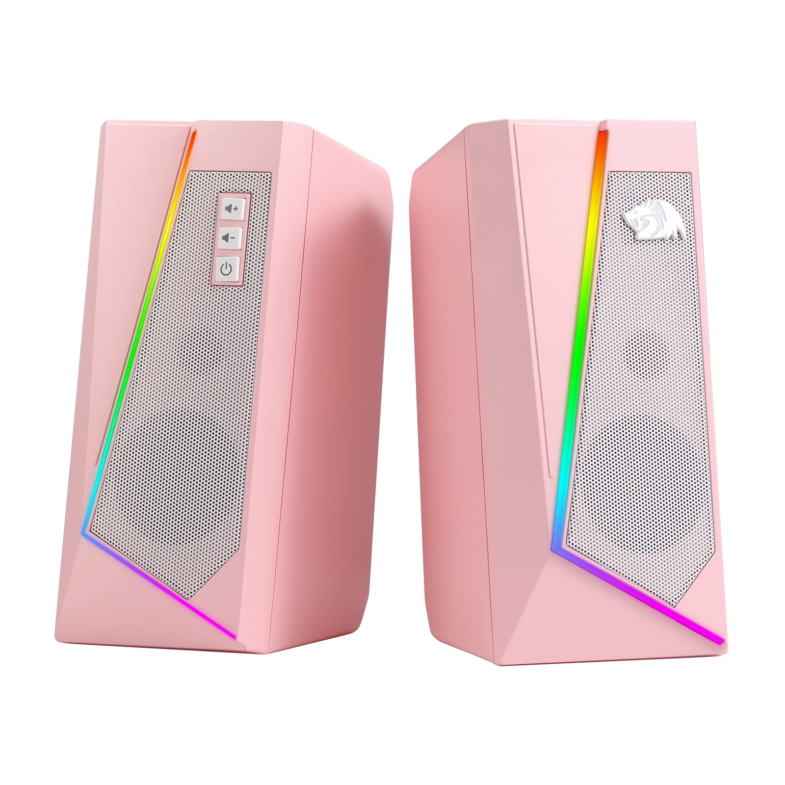 Redragon GS520 RGB Desktop Speakers, 2.0 Channel PC Computer Stereo Speaker with 6 Colorful LED Modes, Enhanced Sound and Easy-Access Volume Control, USB Powered w/ 3.5mm Cable