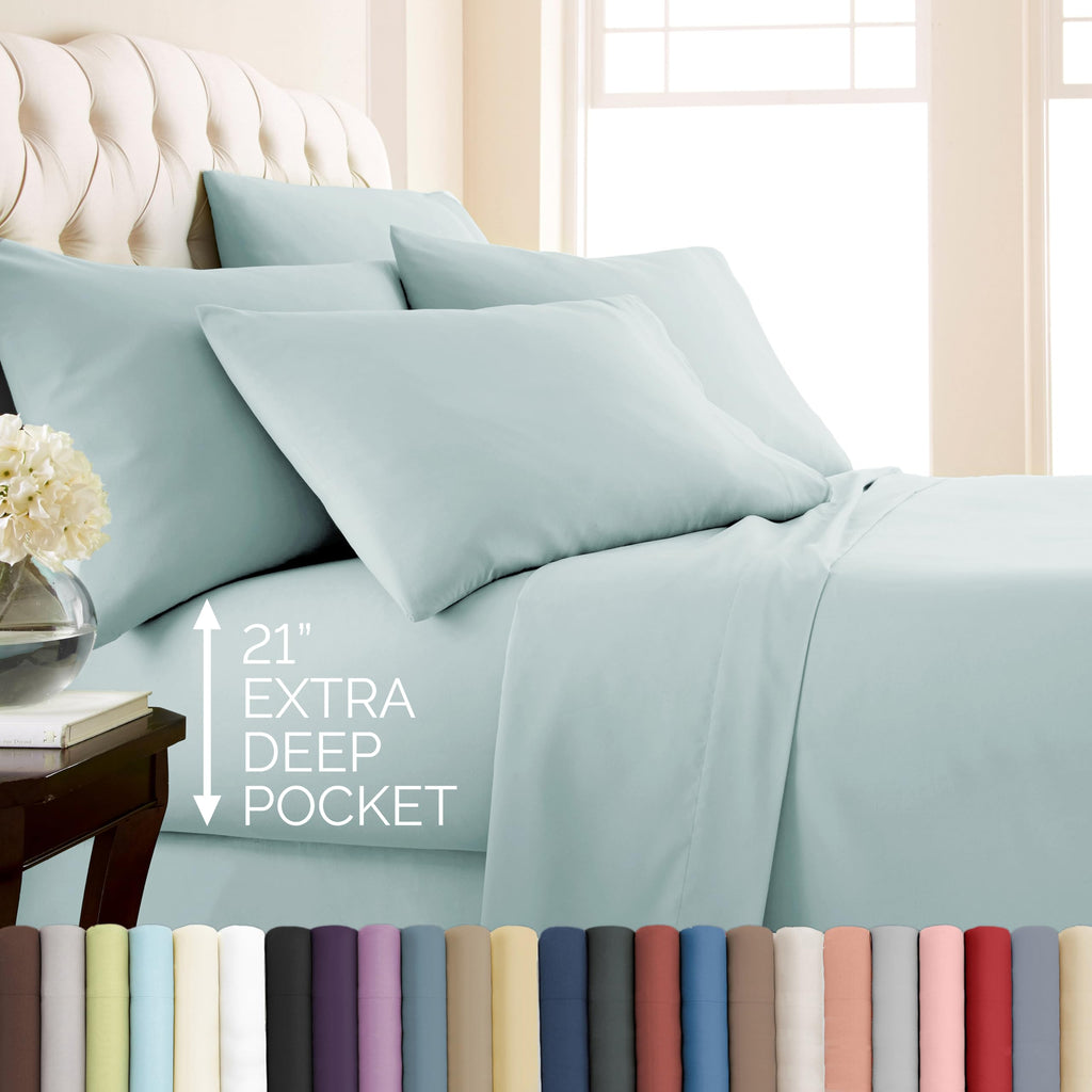 Southshore Fine Living, Inc. 4-Piece, 21-Inch Deep Pocket Twin Sheets Set with Fitted Sheet, Soft Microfiber, Oversized Flat Sheet, 2 Pillow Cases Standard Size, Hotel Collection Twin Bed White Sheets