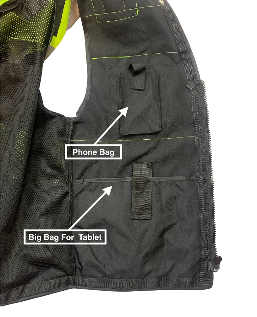 Men's Black Series Safety Vest with Zipper and Utility Pockets (Medium, Black)