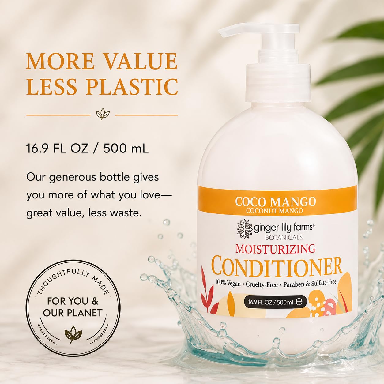 Ginger Lily Farms Botanicals Moisturizing Conditioner for Dry Hair, 100% Vegan & Cruelty-Free, Apple Pear Scent, 1 Gallon Refill (128 fl oz)