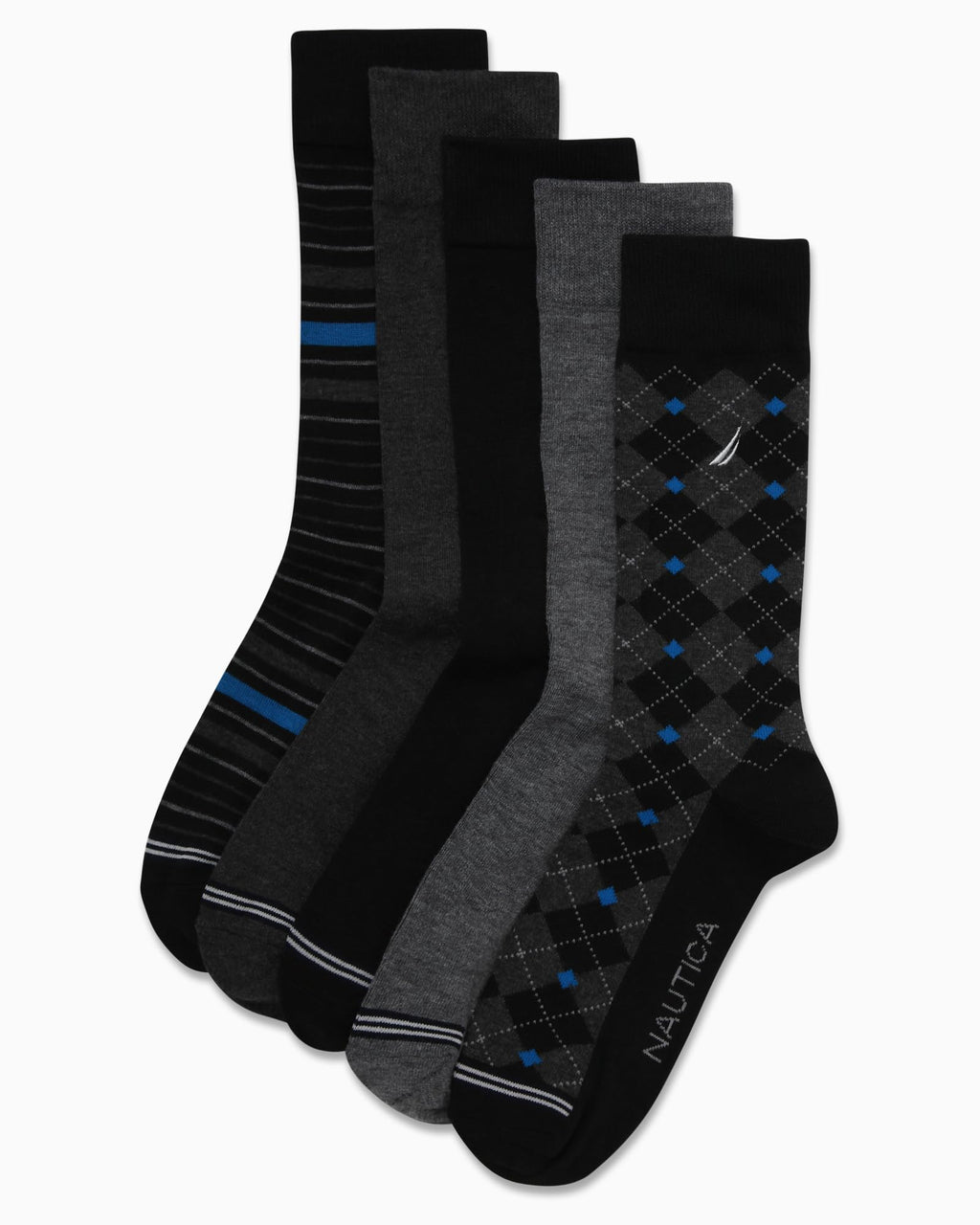 Nautica Mens Dress Socks - 5 Pack Breathable Comfort Stretch Crew-Length Work Socks for Men for Business Formal Wear (6-12.5)
