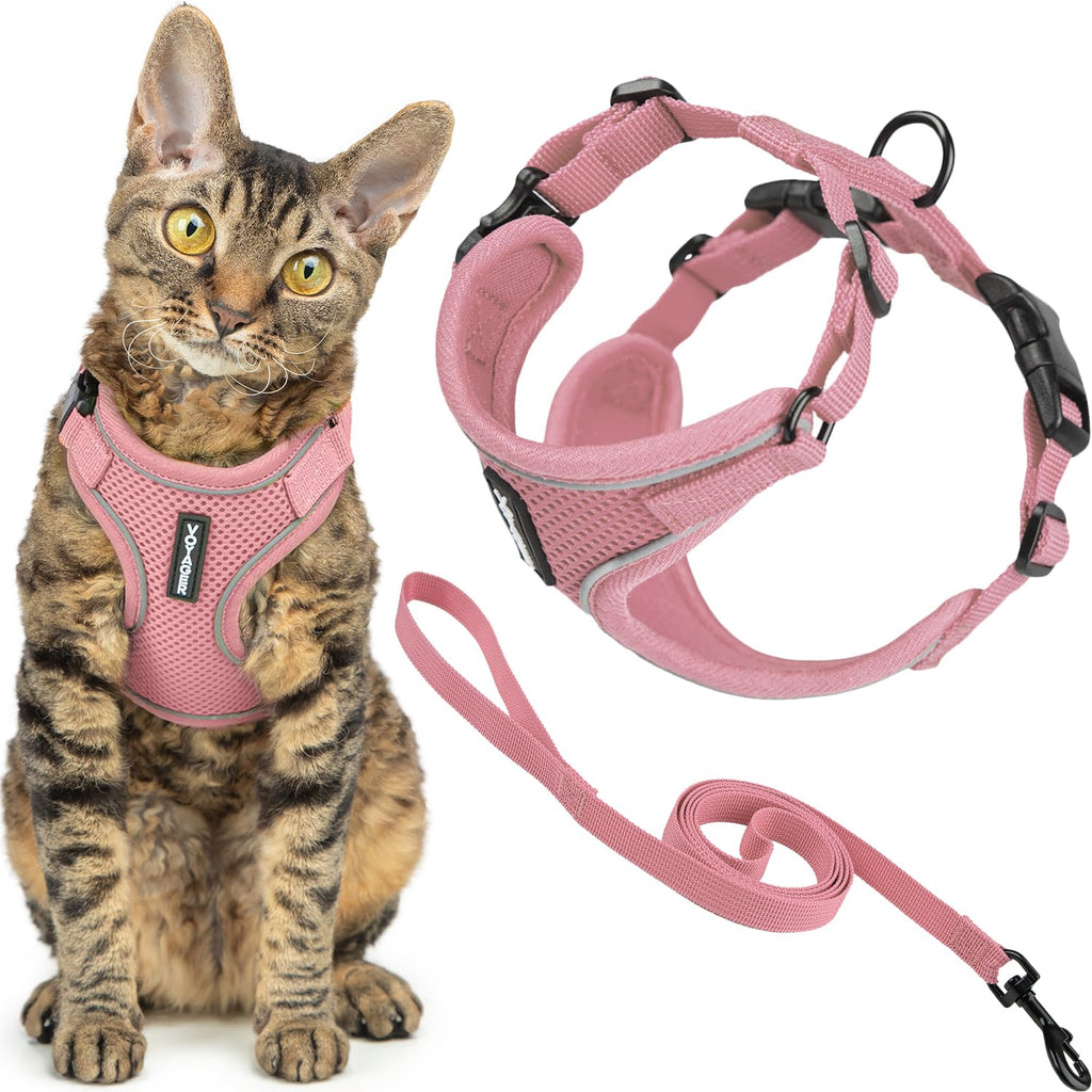 Voyager Escape-Proof Step-in Lock Cat Harness & 5ft Neoprene-Handle Leash Set All-Weather Mesh with Reflective Stitching for Small to Large Cats by Best Pet Supplies, Army (327), XXXS