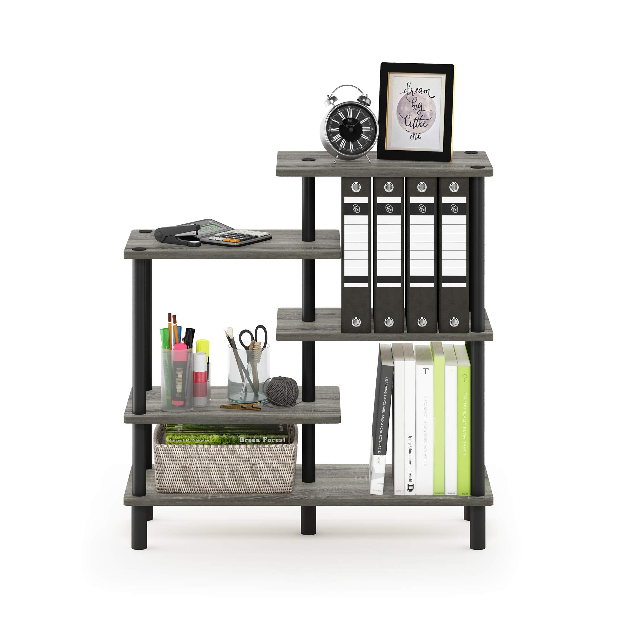 Furinno Turn-N-Tube 4-Tier Design Display Rack, Espresso/Black