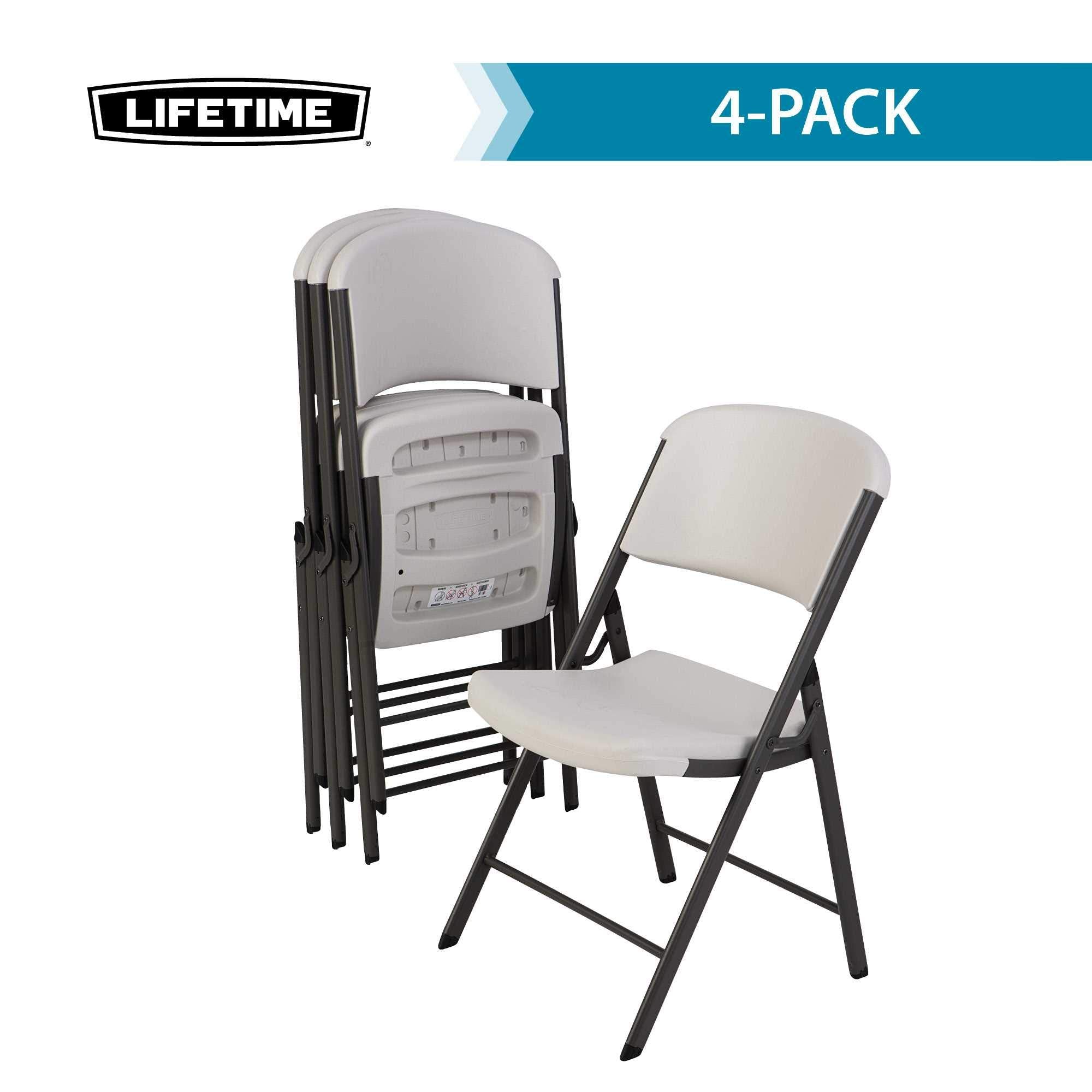 LIFETIME 42803 Commercial Grade Folding Chairs, 4 Pack, Almond