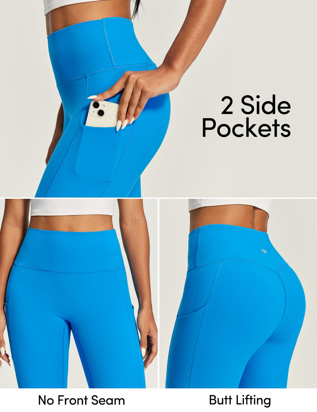 IUGA Compression Leggings for Women Tummy Control No Front Seam Leggings with Pockets High Waisted Workout Yoga Pants