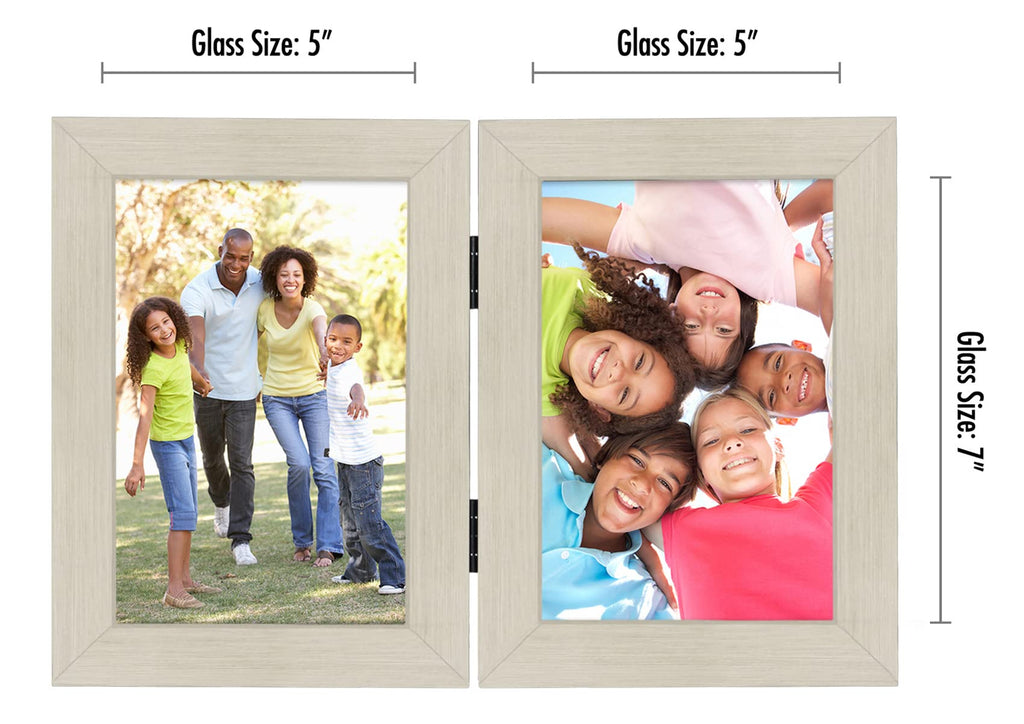Americanflat Hinged 4x6 Picture Frame with Shatter-Resistant Glass - Double Picture Frames with Engineered Wood - Signature Collection - Photo Frame for Tabletop Display - Black