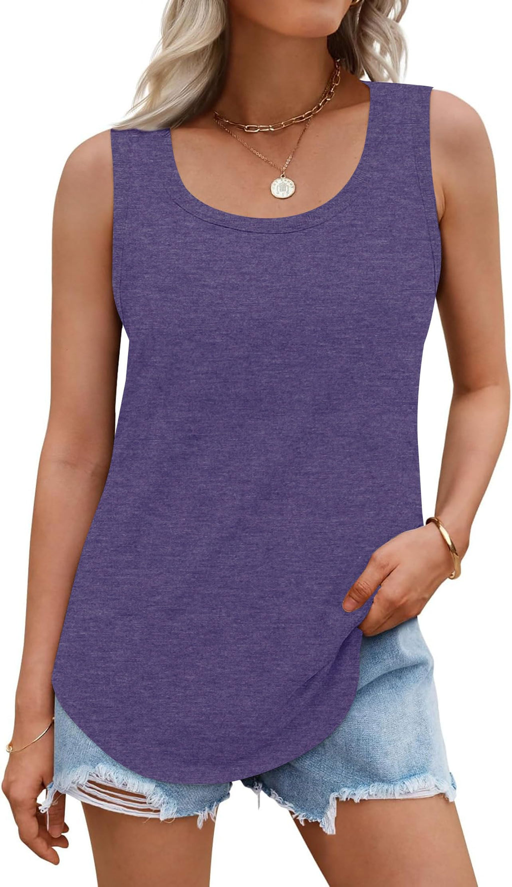 rosemia Tank Tops for Women Summer Sleeveless Casual Loose Fit Tunic Tops 2026