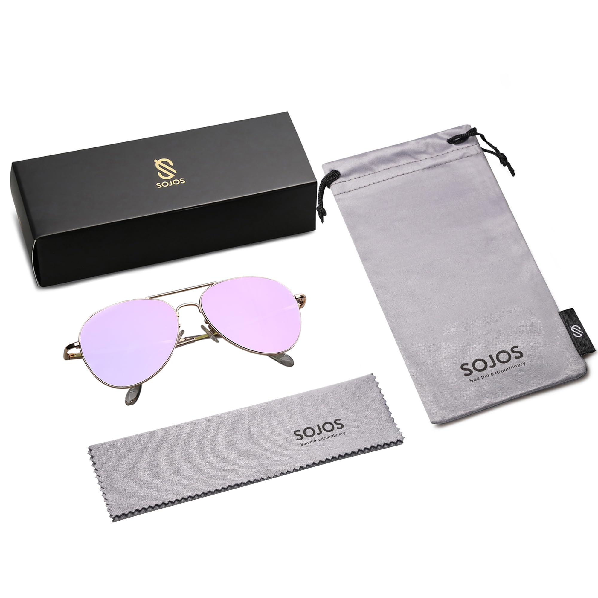 SOJOS Classic Aviator Sunglasses for Women Men Metal Frame Spring Hinges SJ1030