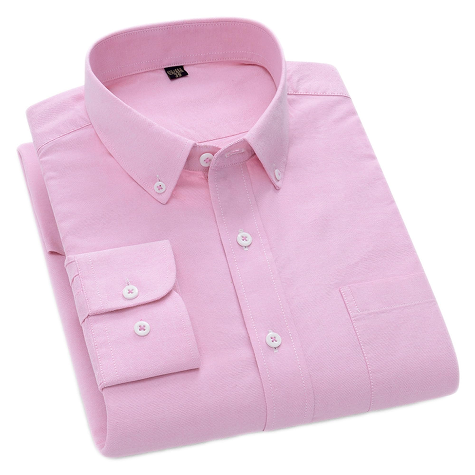 Cromoncent Mens Cotton Oxford Shirt Long Sleeve Button Down Dress Shirts with Pocket
