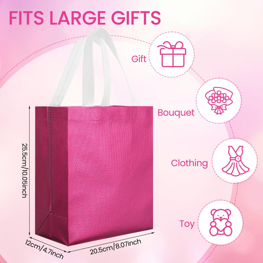 Eccliy 80 Pcs Reusable Gift Bags Set Glossy Grocery Gift Tote Bag with Hadnle for Wedding, Father's Day, Graduation, Summer Event (10 x 8 x 4.7 Inch,Black)