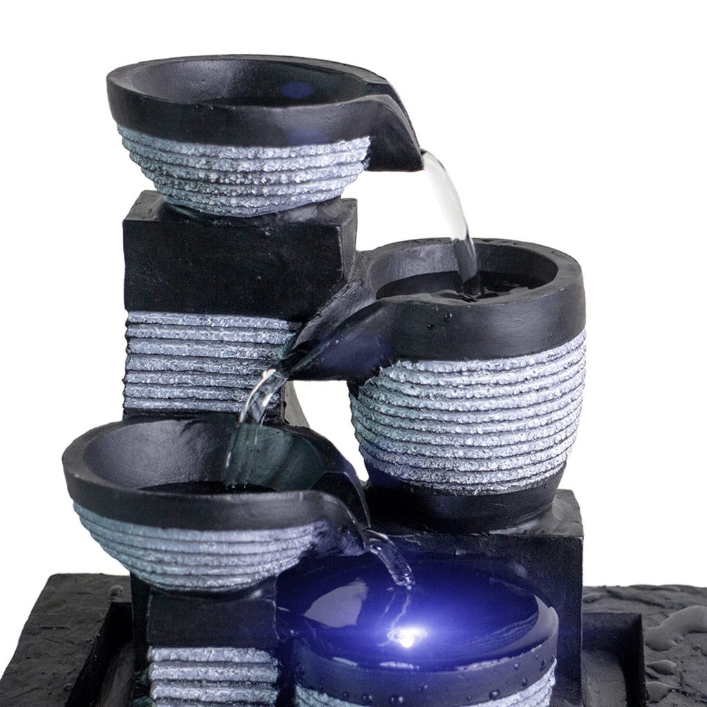 Ferrisland Tabletop Water Fountain, Zen Meditation Indoor Waterfall Fountain, Heart Shape Decoration with LED Light for Home Office Bedroom Relaxation Decor, Gift Ideas