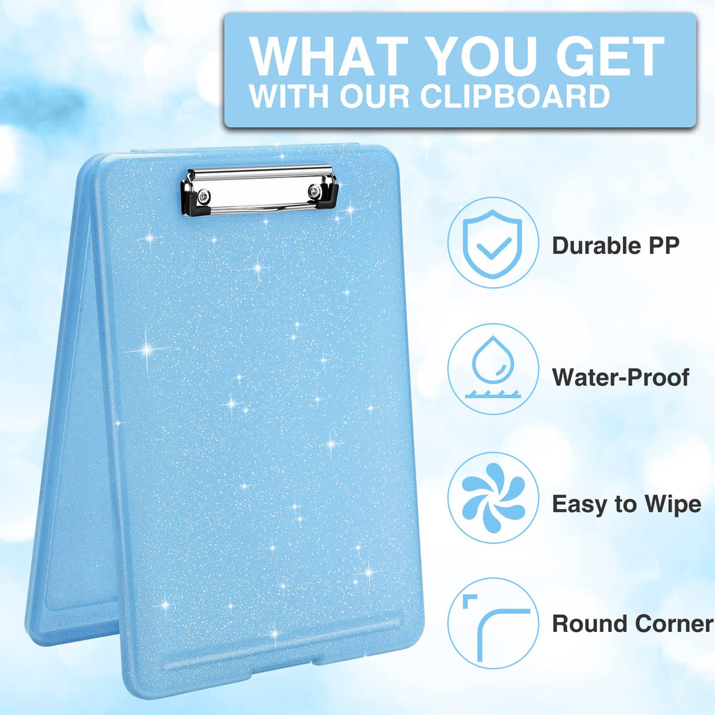 Sooez Clipboard with Storage, Plastic Storage Clipboards with Low Profile Clip, Nursing Clip Boards Foldable, Hanging Clipboard Case for Work, Teacher, Classroom Must Haves, Office School Supplies