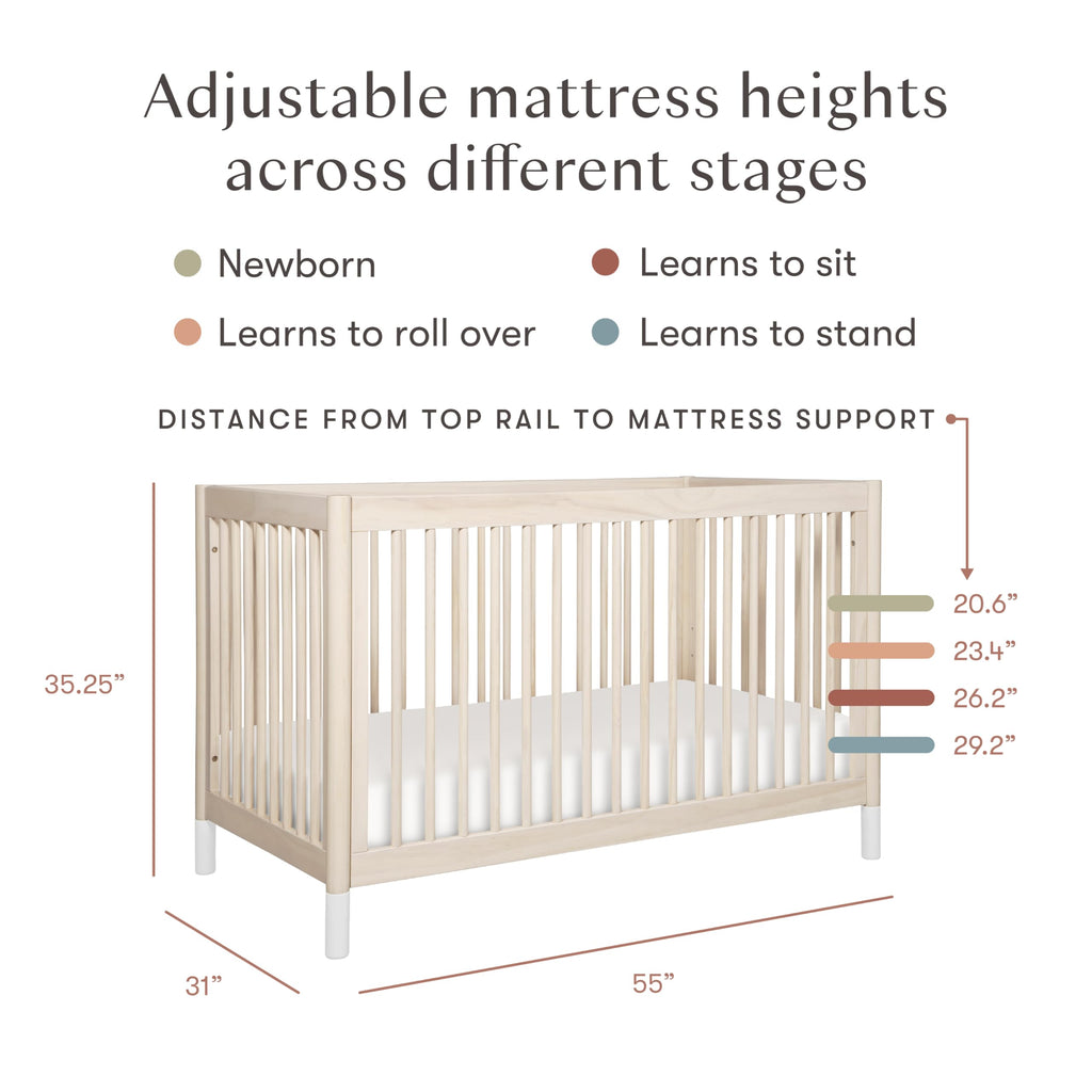 Babyletto Gelato 4-in-1 Convertible Crib with Toddler Bed Conversion in Natural Walnut and Brushed Gold Feet, Greenguard Gold Certified