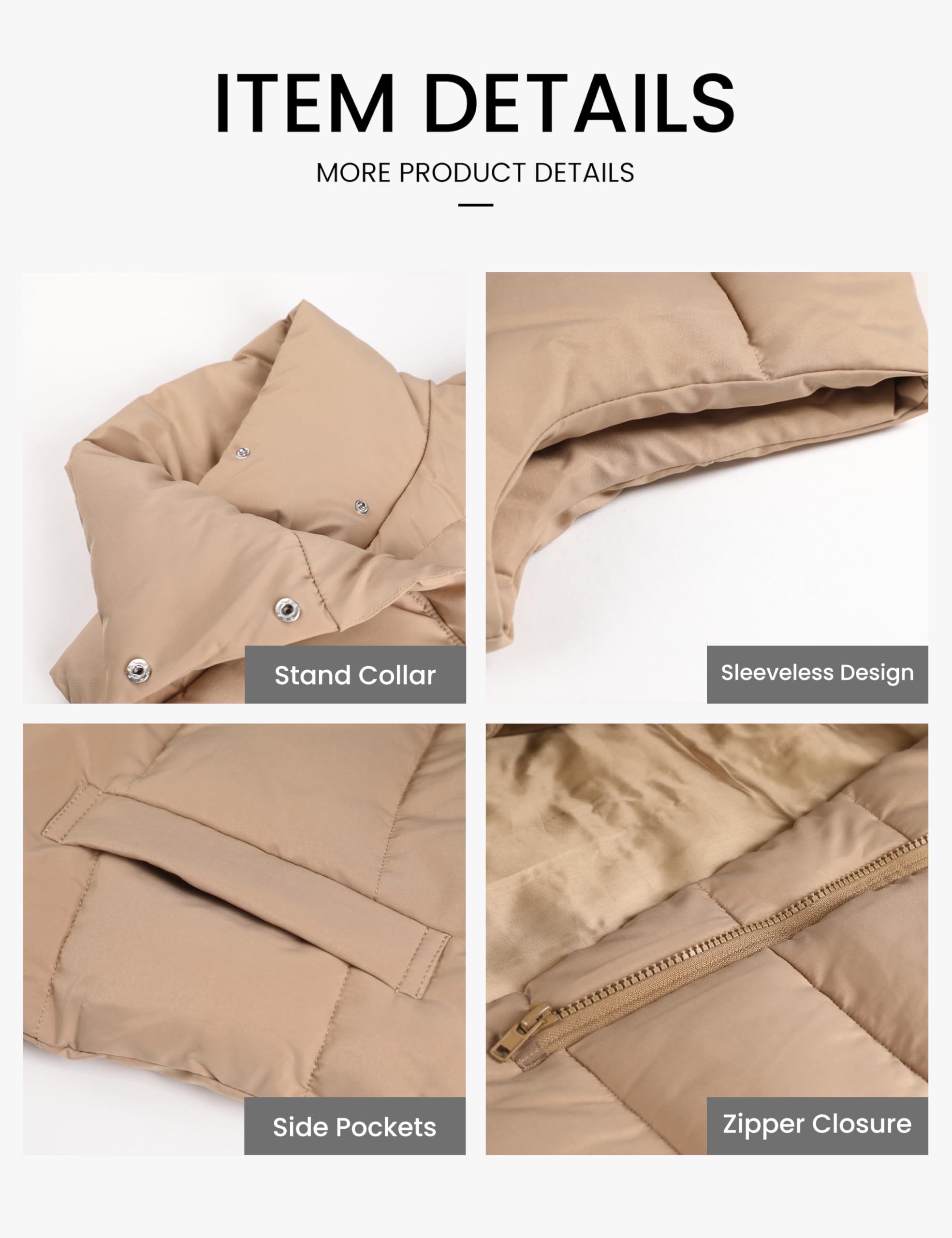 Himosyber Womens Puffer Vest Sleeveless Casual Loose Winter Warm Lightweight Stand Collar Down Jacket Coats