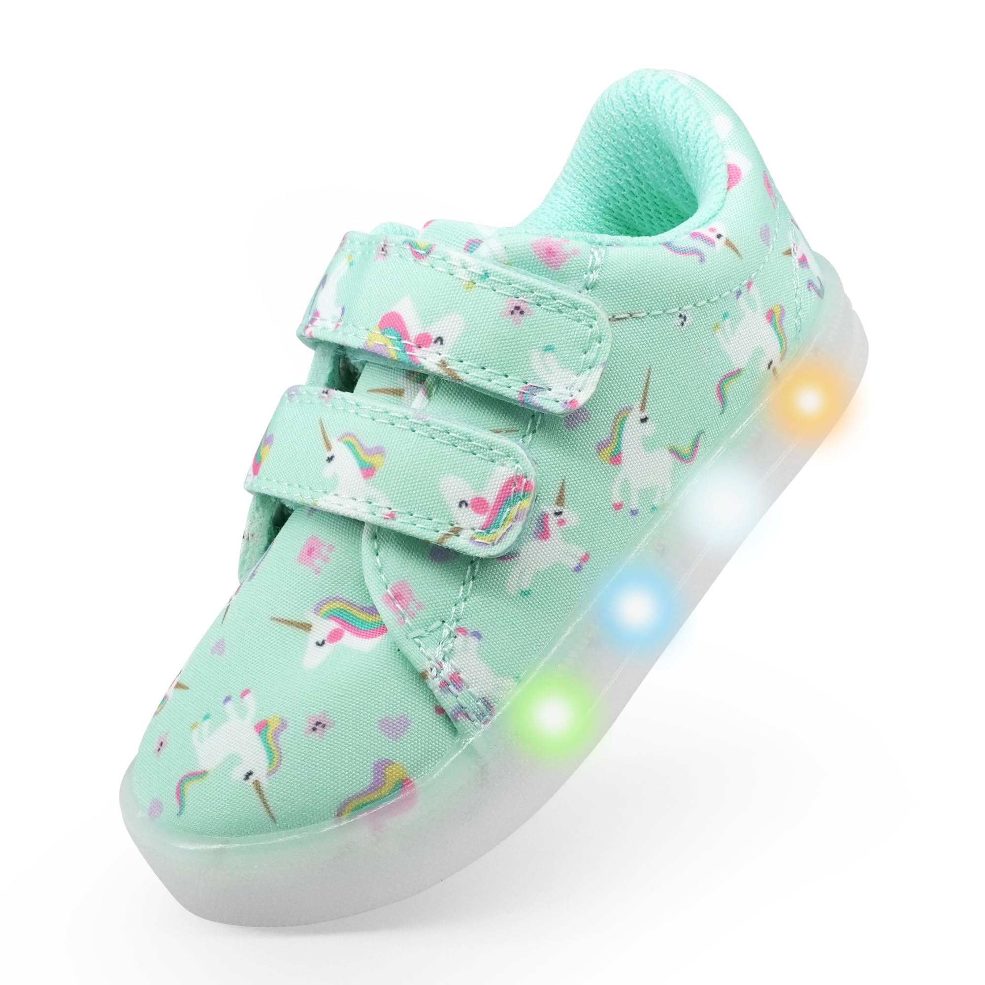 YESKIS Boys Girls Light Up Shoes Vivaki LED Canvas Cartoon Casual Sneakers for Toddler Little Kid Size 5-12