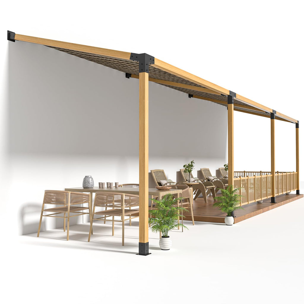 Woodwork Pergola Kit 2 Pcs- Post and Beam T Brackets - Modular Sizing Pergola Brackets Hardware fit for 4 x 4 Lumber, Heavy Duty