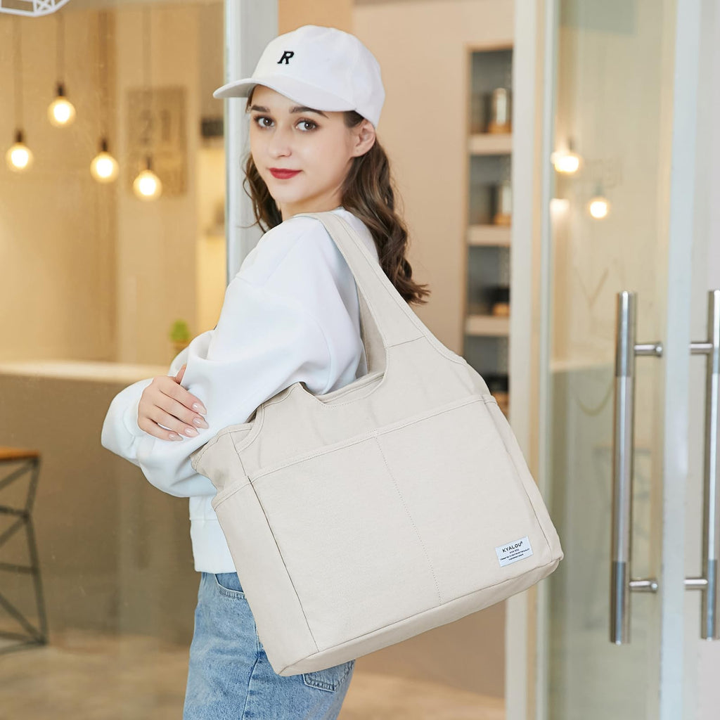 KYALOU Utility Large Tote Bag, Women Casual Shoulder Bags for Work School Gym Beach Travel Shopping Grocery | Utility