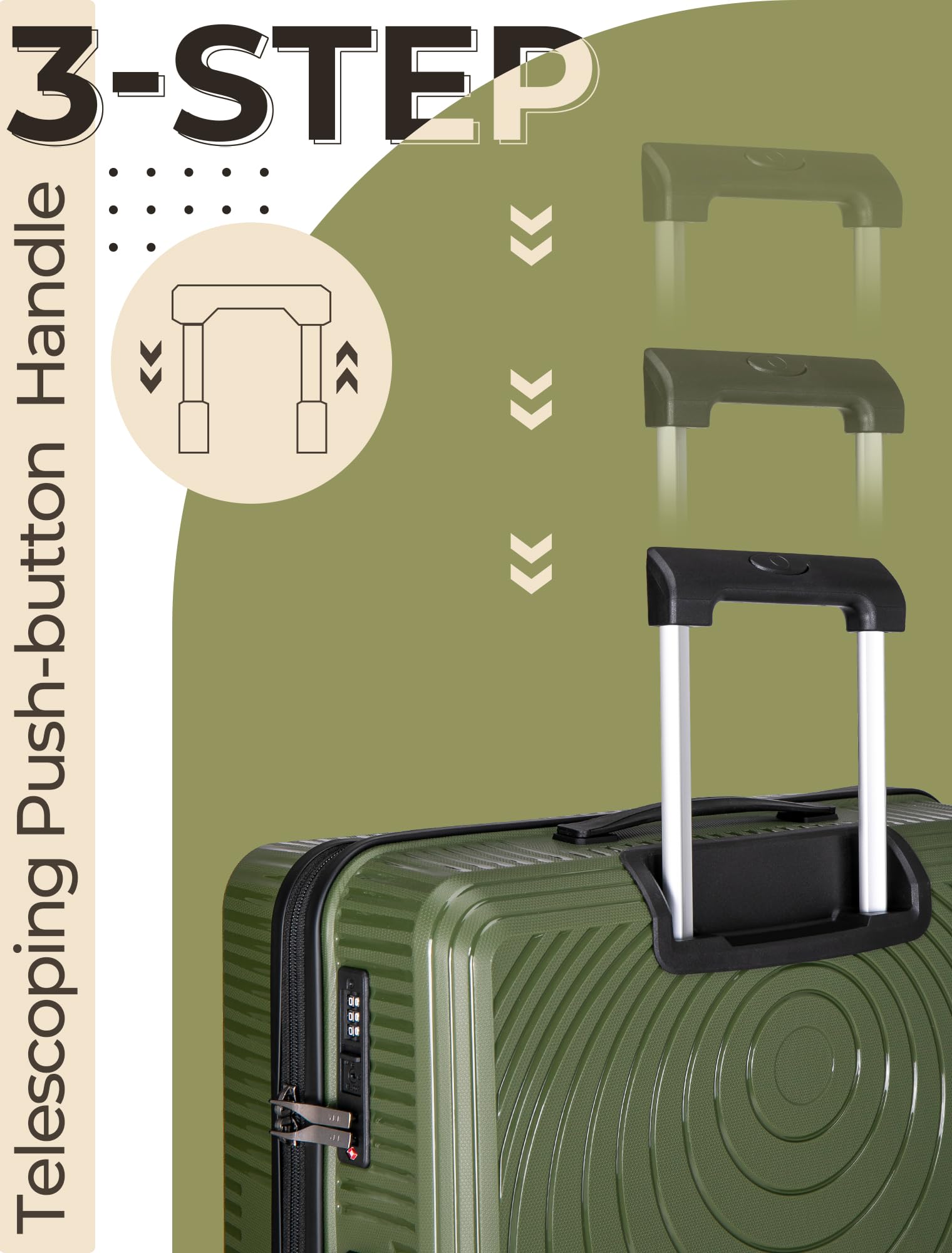 CONCEPTEN Luggage Sets,Suitcases with Wheels, Hardshell Suitcase Set, PP Carry on Luggage Set with TSA Lock, Travel Luggage (Black, Bag Type)