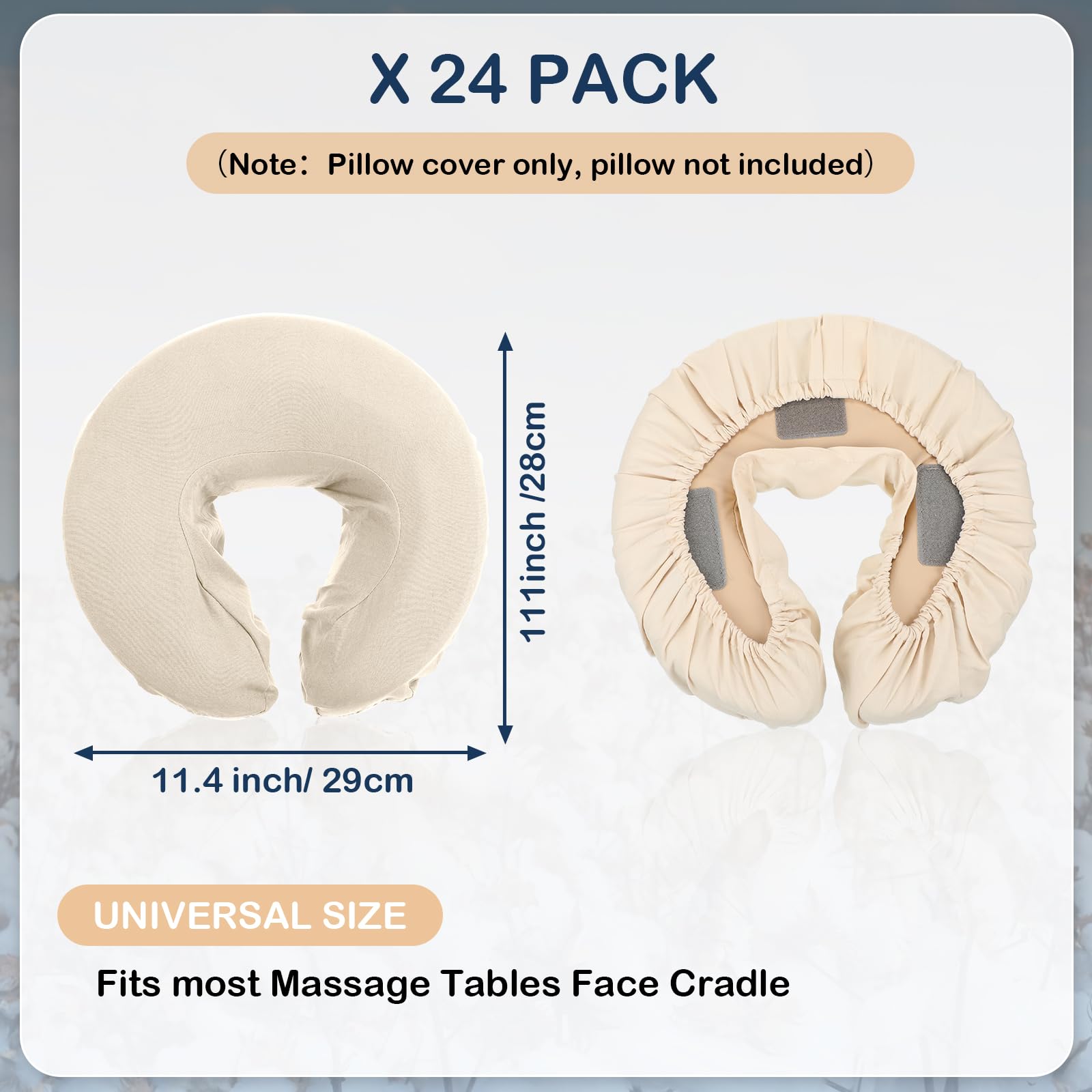 Macarrie 24 Pcs Face Cradle Covers for Massage Table Microfiber Reusable Soft Thicker Massage Table Headrest Covers Bulk Oil Proof Cradle Head Rest Sheets for Spa Beauty Salons(Beige)