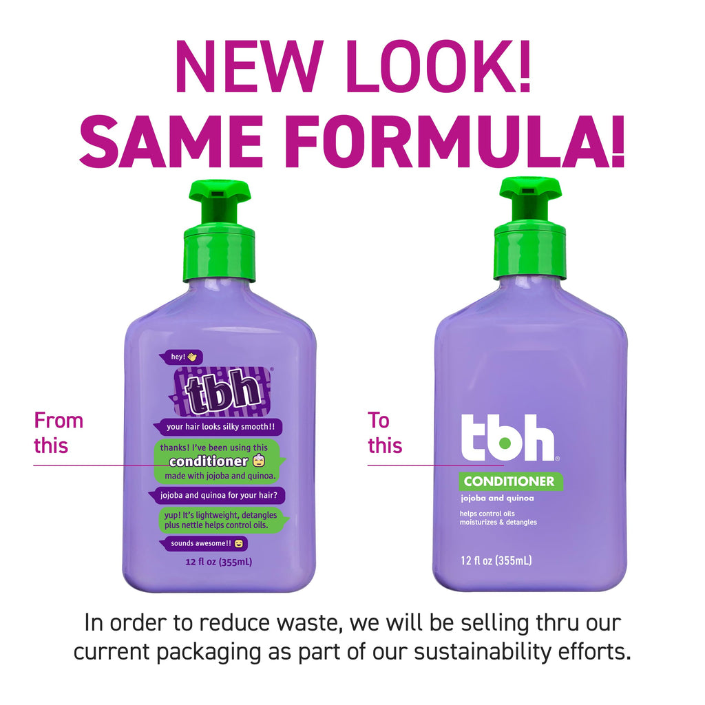 TBH Kids & Teen Shampoo and Conditioner Set – Sulfate & Paraben Free, Lightweight & Hydrating Hair Care for All Hair Types – 2-Pack, 12 oz Each