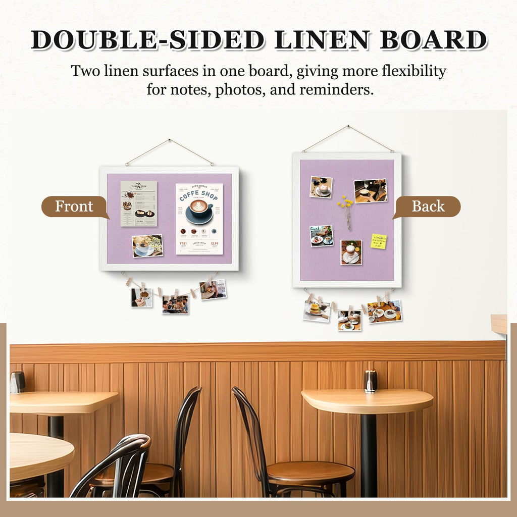 DOLLAR BOSS Black Cork Board with Linen Double-Sided 16''X 12'', Black Cork Boards for Walls, Wood Frame Bulletin Board Hanging Pin Board, Cork Board for Office Home School 1-Pack