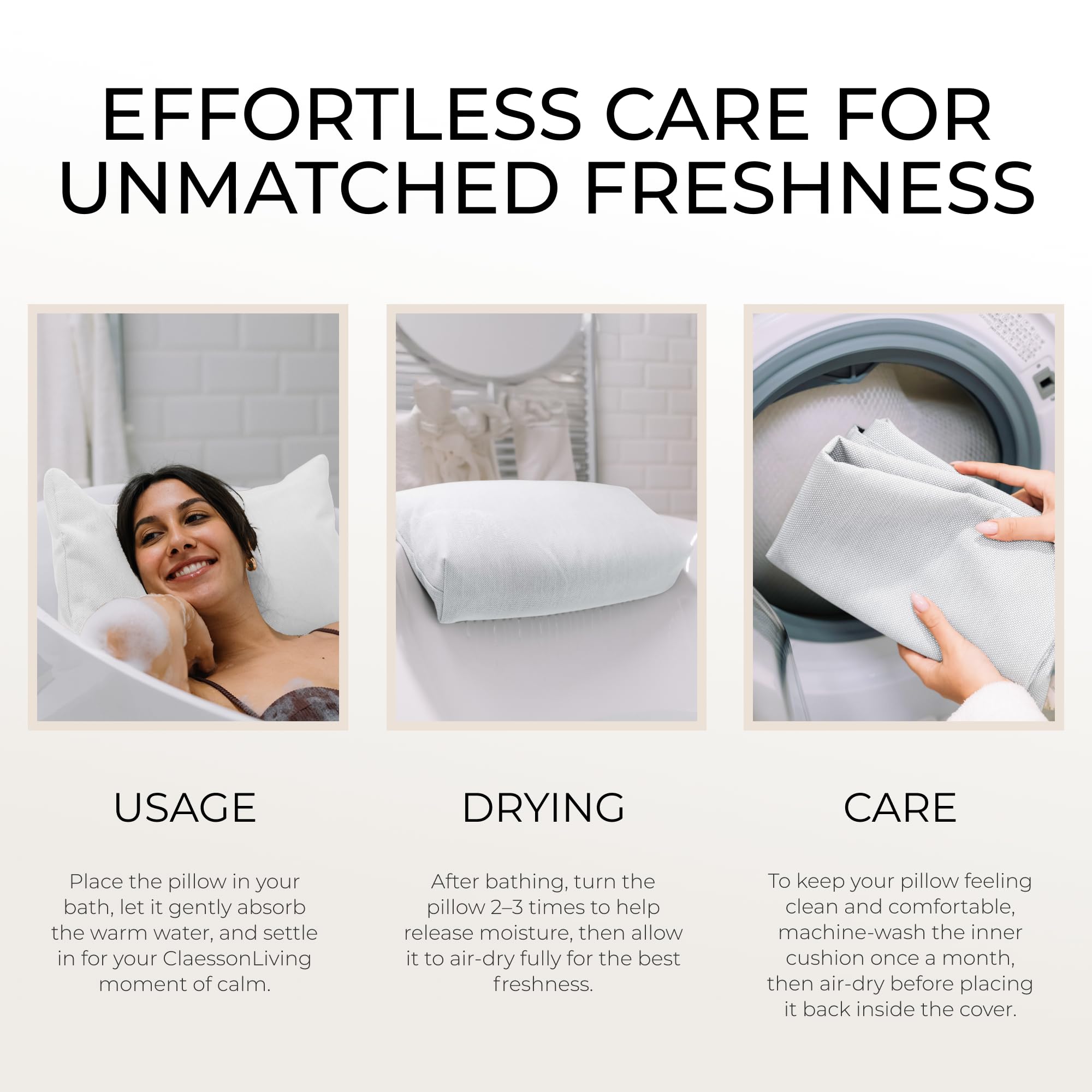 Luxury Bath Pillow for Tub - Thick and Comfortable Bathtub Pillow Support for Head and Neck and Back - Washable Quick-Drying Bath Pillows - Bath Cushion for Home Spa - Fits Any Bathtub - Dark Gray
