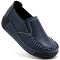 UZB Women's Slip On Loafer Leather Comfort Casual Platform Shoes