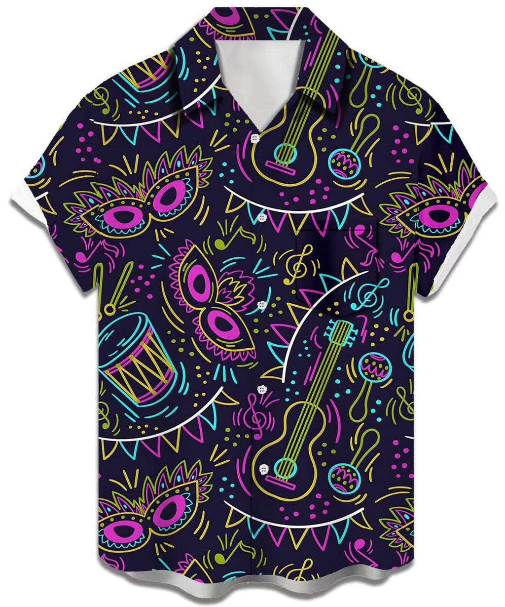 Bowling Shirts for Men Print Short Sleeve Regular Fit Hawaiian Casual Button Down Beach Shirts