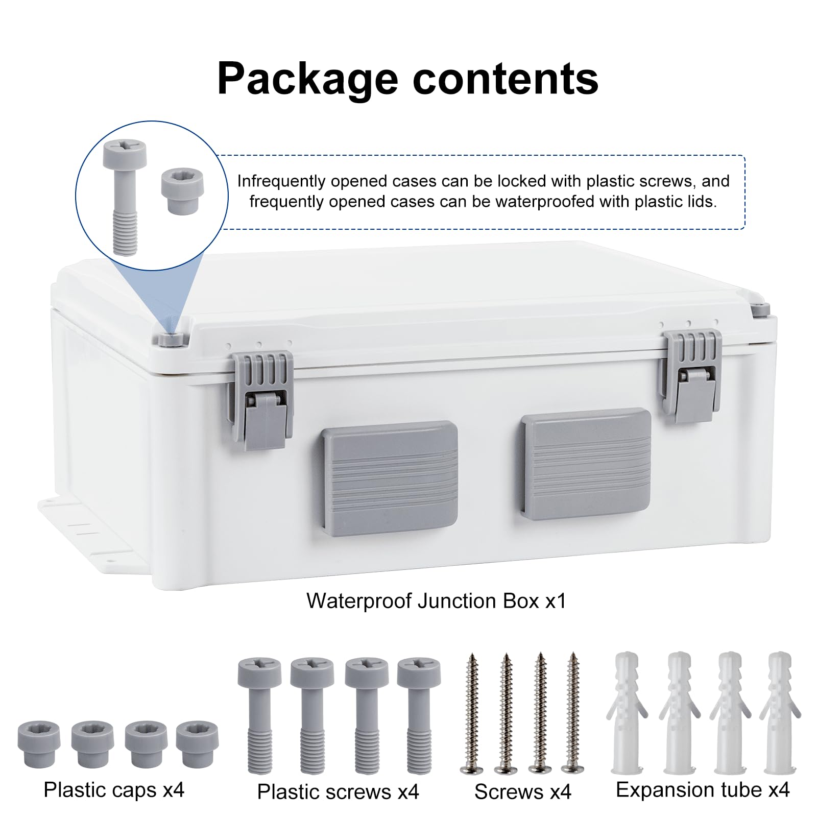 Namunanee Outdoor Electrical Junction Box, ABS Water Resistant Enclosure with Internal Mounting Panel & Hinged Cover, 9.2" H* 7" L* 4.6" W