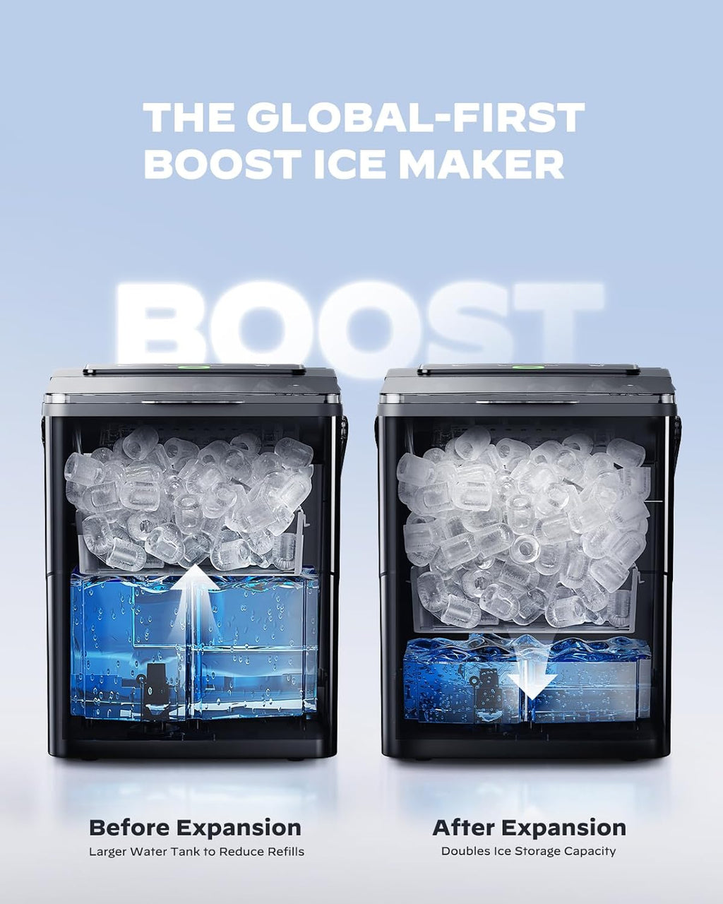 HOMEZAY Countertop Ice Maker, Compact Ice Maker with Larger 2.5L Expanding Ice Basket & 1.8L Water Tank, Smart Touch Control, 9 ICES in 6 Mins, Self-Cleaning, for Home/Party/Office/RV